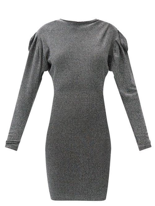Matchesfashion.com Isabel Marant - Waden Gathered-shoulder Metallic-jersey Dress - Womens - Black Silver
