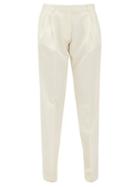 Matchesfashion.com Ryan Roche - Pleated High-rise Wool Trousers - Womens - White