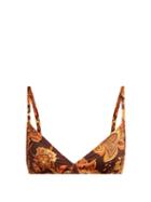 Matchesfashion.com Dodo Bar Or - Jenna Floral Print Bikini Top - Womens - Brown Print