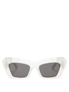 Matchesfashion.com Loewe - Anagram-logo Cat-eye Acetate Sunglasses - Womens - White