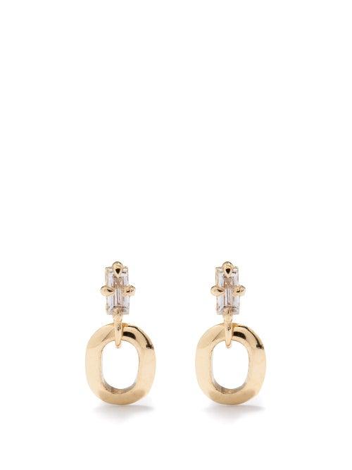 Lizzie Mandler - Link Xs Diamond & 18kt Gold Stud Earrings - Womens - Yellow Gold