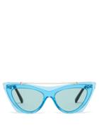 Matchesfashion.com Valentino - Rockstud Acetate Cat Eye Sunglasses - Womens - Blue