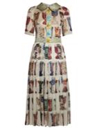 Dolce & Gabbana Glasses-print Organza Midi Dress
