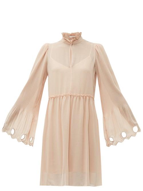 Matchesfashion.com See By Chlo - Gathered Pliss Georgette Dress - Womens - Light Pink
