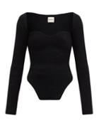 Matchesfashion.com Khaite - Maddy Sweetheart-neck Ribbed-knit Top - Womens - Black