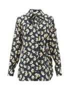 Matchesfashion.com Chlo - Pussy-bow Floral-print Silk Wrap Blouse - Womens - Navy Print