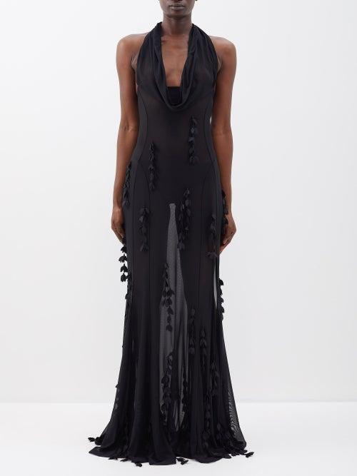Jacquemus - Mazzolu Off-the-shoulder Chiffon Dress - Womens - Black