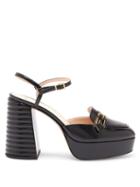 Matchesfashion.com Fendi - Promenade Logo-plaque Platform Leather Sandals - Womens - Black