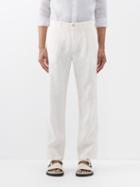 120 Lino 120% Lino - Pleated Linen Suit Trousers - Mens - Natural