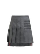 Matchesfashion.com Thom Browne - Striped Pleated Wool Blend Mini Skirt - Womens - Grey