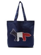 Matchesfashion.com Maison Kitsun - Tricolour Fox Motif Cotton Blend Tote Bag - Mens - Navy