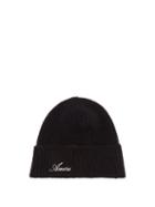 Amiri - Logo-embroidered Ribbed-cashmere Beanie Hat - Mens - Black