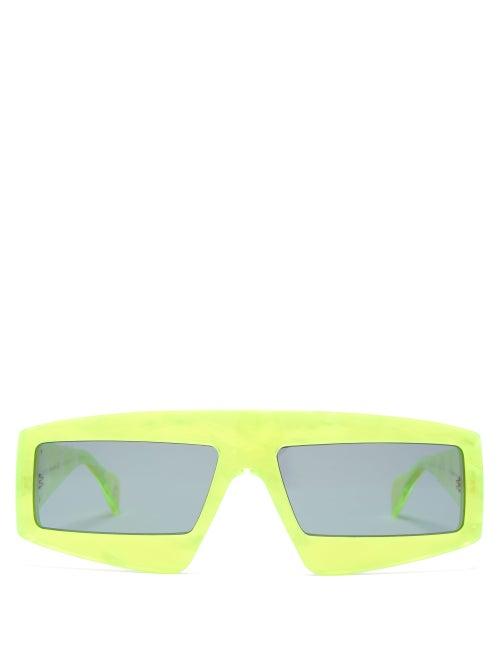 Matchesfashion.com Gucci - Logo Plaque Rectangle Acetate Sunglasses - Womens - Yellow Multi