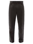 Auralee - Belted Pleated Leather Trousers - Mens - Black