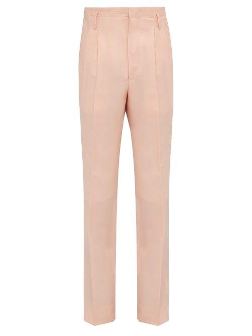 Matchesfashion.com Lanvin - High Waist Wool And Mohair Crepe Tailored Trousers - Mens - Light Pink