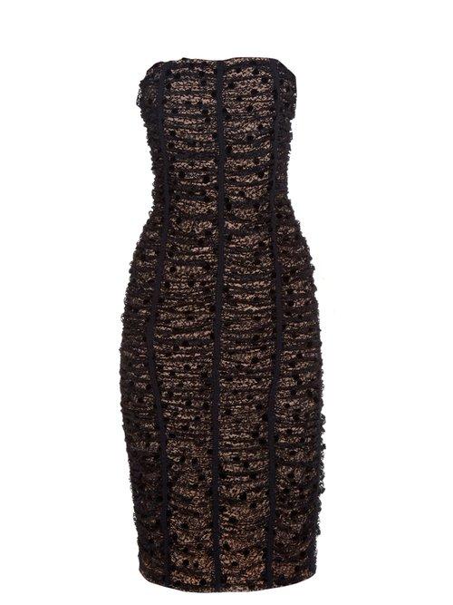 Matchesfashion.com Balenciaga - Ruched Lace Strapless Dress - Womens - Black