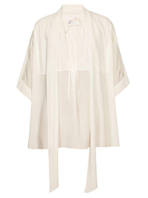Matchesfashion.com Chlo - Tie Neck Crepe Blouse - Womens - White