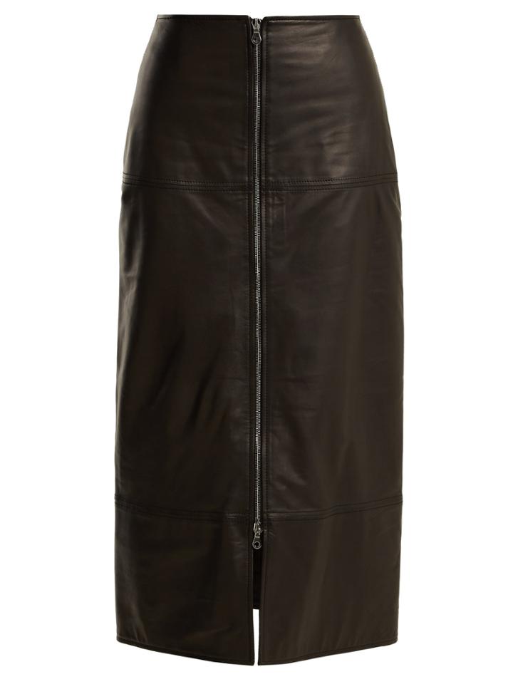 Raey Zip-front Leather Pencil Skirt