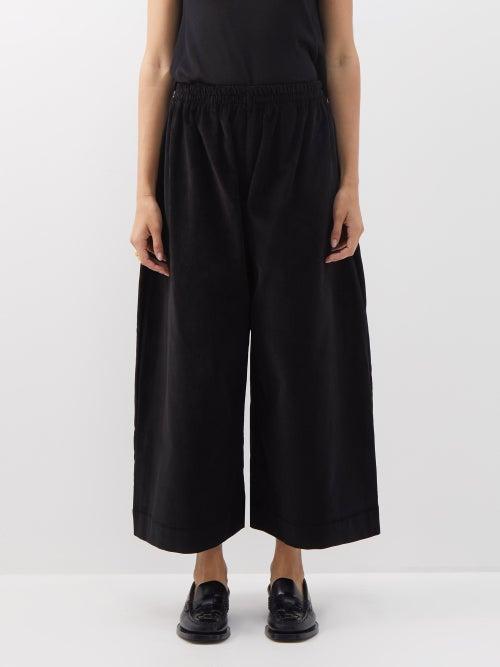 Cawley Studio - May Cotton-corduroy Wide-leg Trousers - Womens - Black