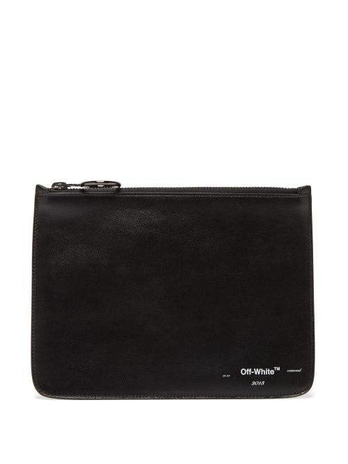Matchesfashion.com Off-white - Logo Print Leather Pouch - Mens - Black