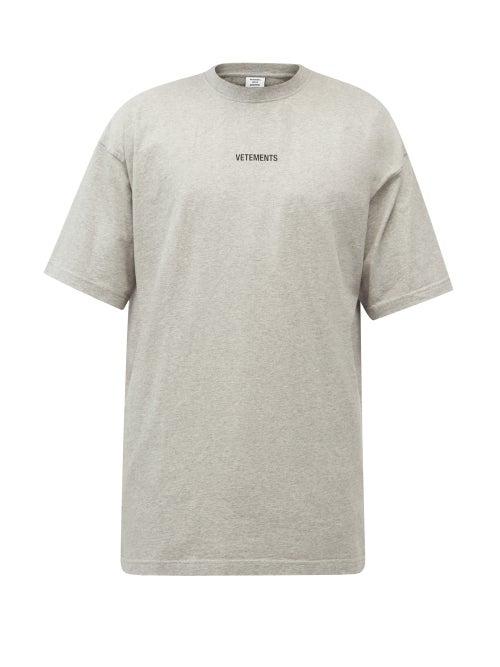 Mens Rtw Vetements - Logo-print Cotton-jersey T-shirt - Mens - Grey