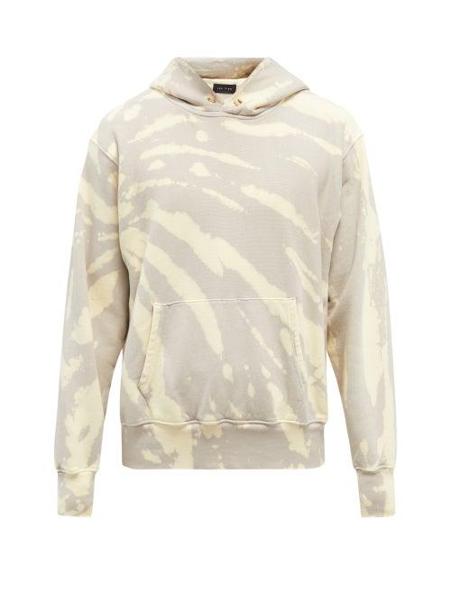 Mens Rtw Les Tien - Tie-dye Brushed-back Cotton Hooded Sweatshirt - Mens - Grey White