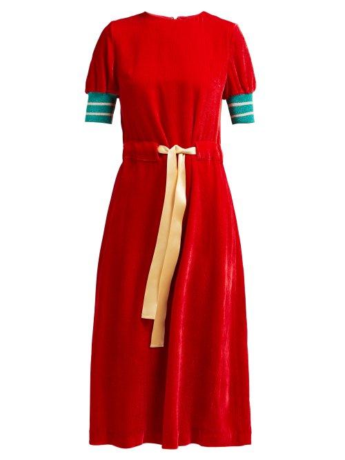 Matchesfashion.com Undercover - Waist Tie Corduroy Dress - Womens - Red