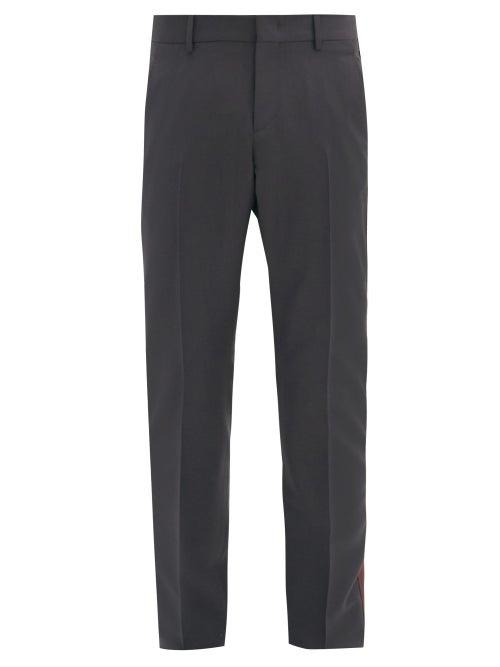 Matchesfashion.com Valentino - Side-striped Wool-blend Slim-leg Trousers - Mens - Grey