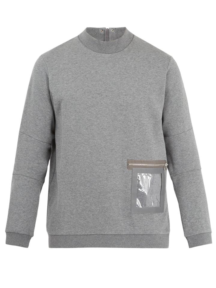 Oamc Window Leather-trimmed Cotton Sweatshirt