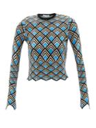 Paco Rabanne - Geometric-jacquard Sweater - Womens - Blue Multi