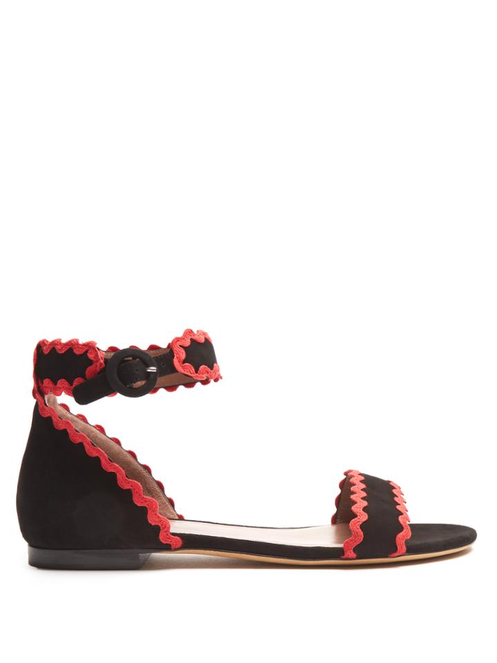 Tabitha Simmons Leon Ric-rac Trimmed Suede Sandals