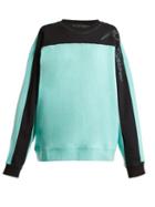 Matchesfashion.com Martine Rose - Logo Embroidered Contrast Panel Cotton Sweatshirt - Womens - Mint