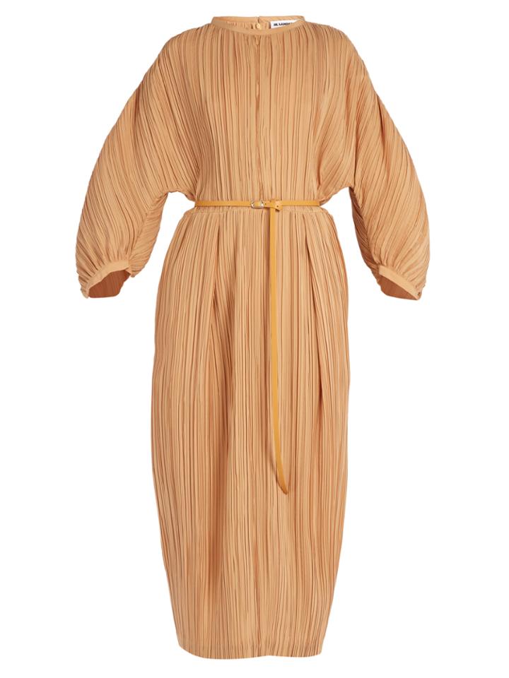 Jil Sander Carillon Zip-front Pleated Silk Dress