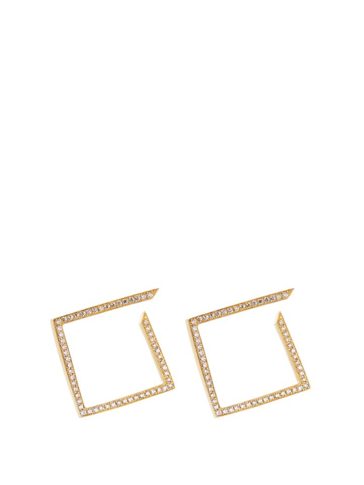 Azlee White Light Diamond & Yellow-gold Earrings