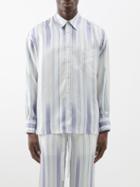 Commas - Fade-stripe Silk Shirt - Mens - Blue Multi