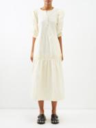 Sea - Steph Puff-sleeved Pleated Cotton Dress - Womens - Ivory