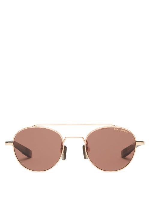 Matchesfashion.com Dita Eyewear - Aviator Acetate Sunglasses - Mens - Gold