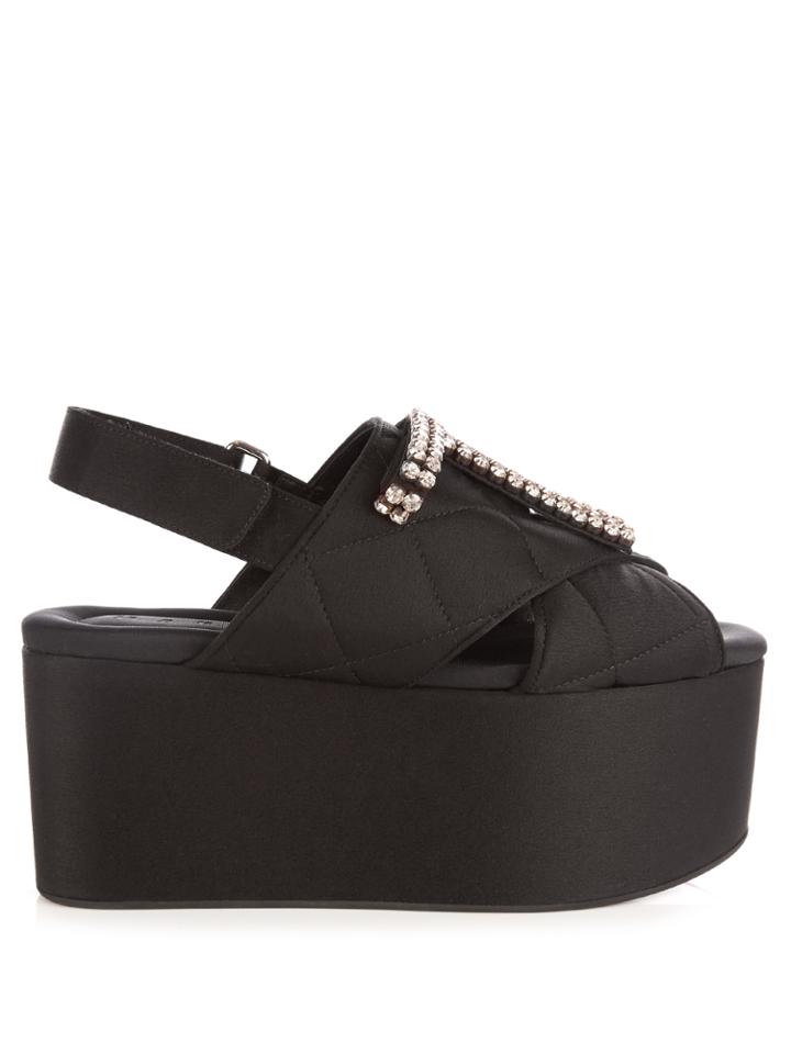 Marni Crystal-embellished Quilted Flatform Sandals