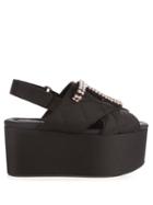 Marni Crystal-embellished Quilted Flatform Sandals