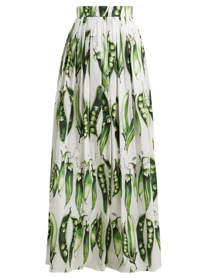 Dolce & Gabbana Broad Bean-print Cotton-blend Skirt
