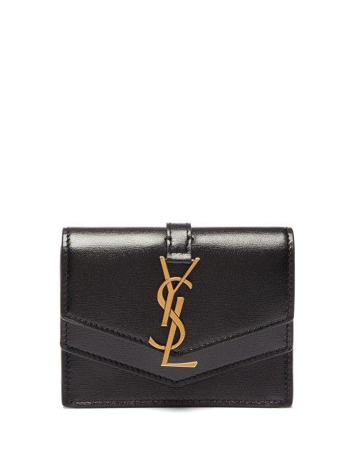 Matchesfashion.com Saint Laurent - Monogram Grained Leather Cardholder - Womens - Black