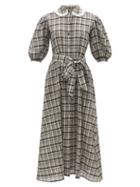 Evi Grintela - Dominique Check Cotton-blend Seersucker Dress - Womens - Beige Black