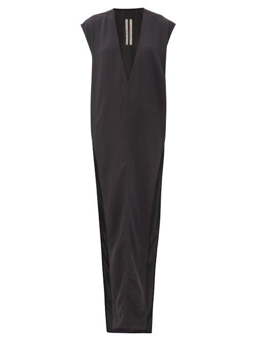 Matchesfashion.com Rick Owens - Plunge-neck Side-slit Crepe Dress - Womens - Black