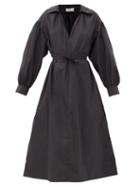 Matchesfashion.com Co - Collared V-neck Cotton-blend Midi Dress - Womens - Black
