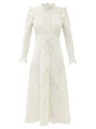 Matchesfashion.com Zimmermann - Brighton Floral-lace Midi Dress - Womens - Ivory