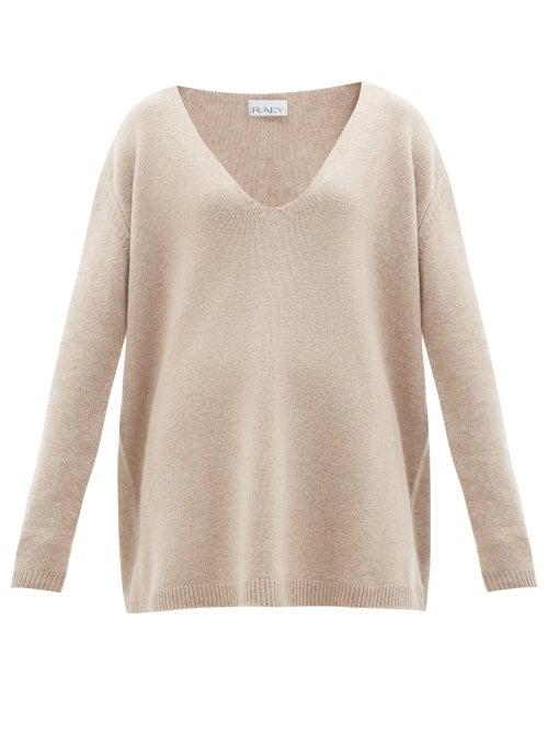 Raey - Deep V-neck Cashmere Jumper - Womens - Beige