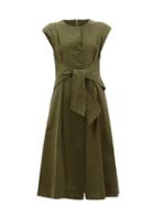 Matchesfashion.com Sea - Adalene Tie-waist Cotton-twill Dress - Womens - Khaki