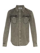 Givenchy Point Collar Washed Denim Shirt