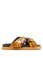 Acne Studios - Buckled Leather Flat Sandals - Womens - Light Brown