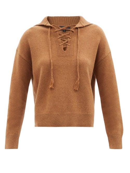 Nili Lotan - Gloria Laced-neck Wool Sweater - Womens - Brown